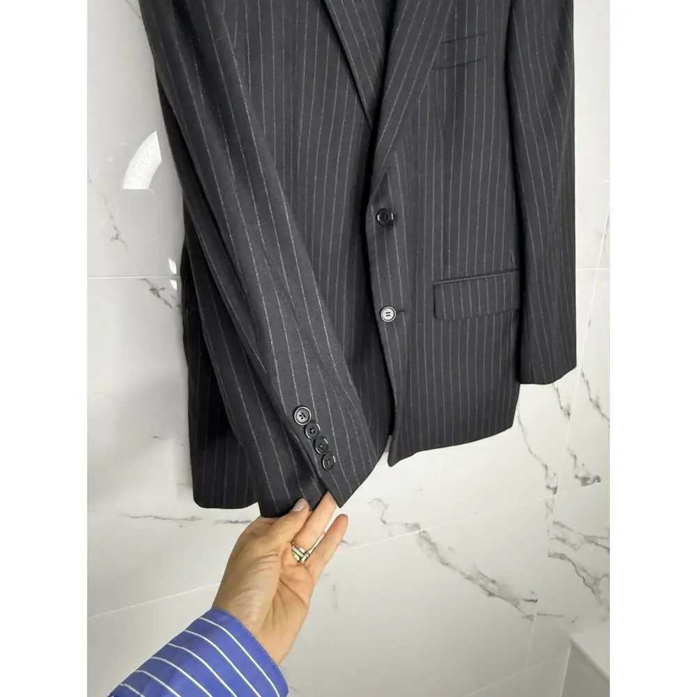 Brooks Brothers Blazer Mens 44R Gray Pinstripe Wool Cashmere Sport Coat 2 Button